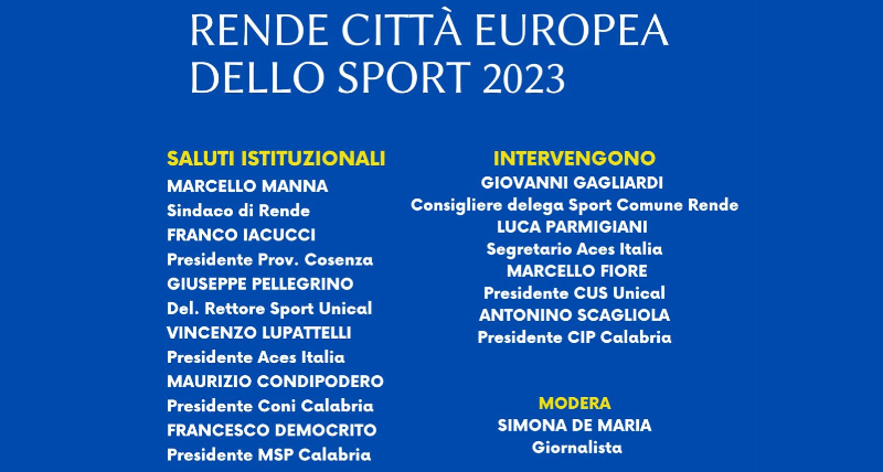 _candidatura di Rende quale Città Europea dello Sport 2023